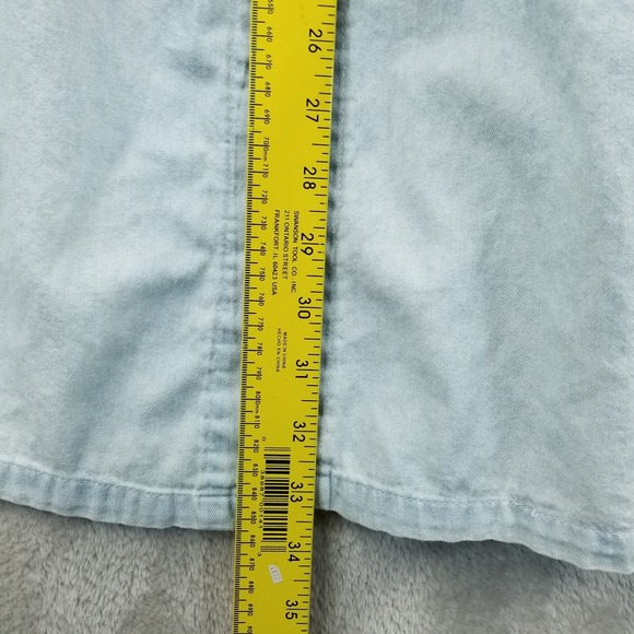 Vintage Skirt Women 10 Blue Denim Gathered Snap Front Pockets 90's Boho Cottage - Picture 8 of 9